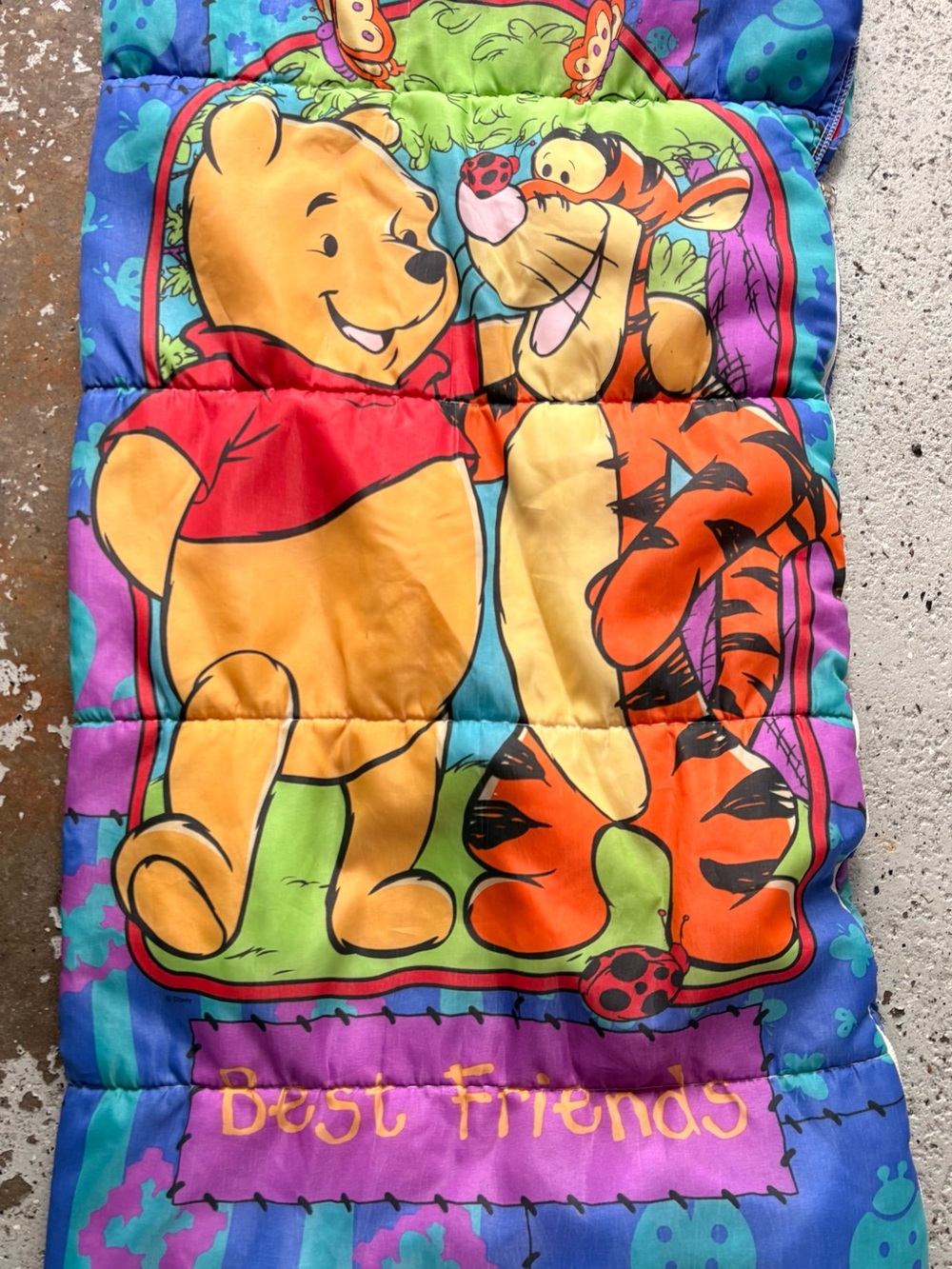 Vintage Disney Winnie the Pooh & Tigger Multicolor Plush Sleeping Bag